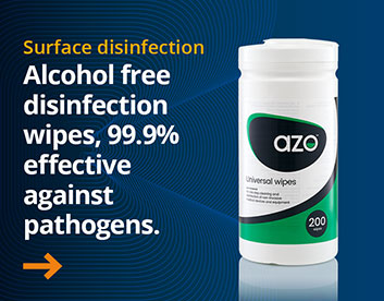 Surface disinfection. Alcohol free disinfection wipes, 99.9% effective against pathogens.
